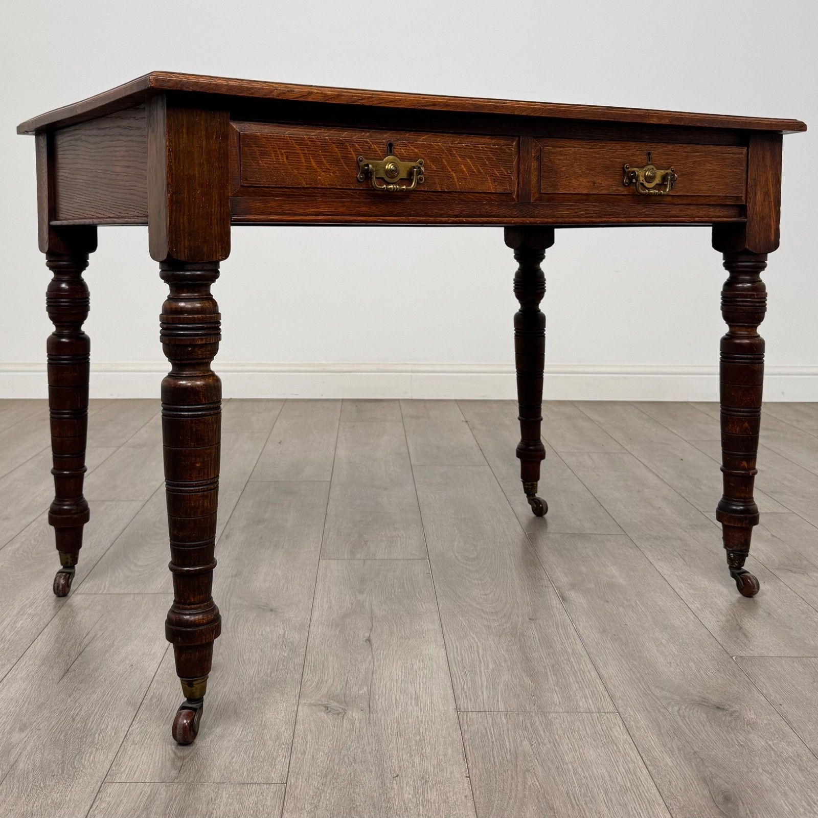 Antique 20th Century Edwardian Writing Table In Oak ( Af 5805 ) photo vintage