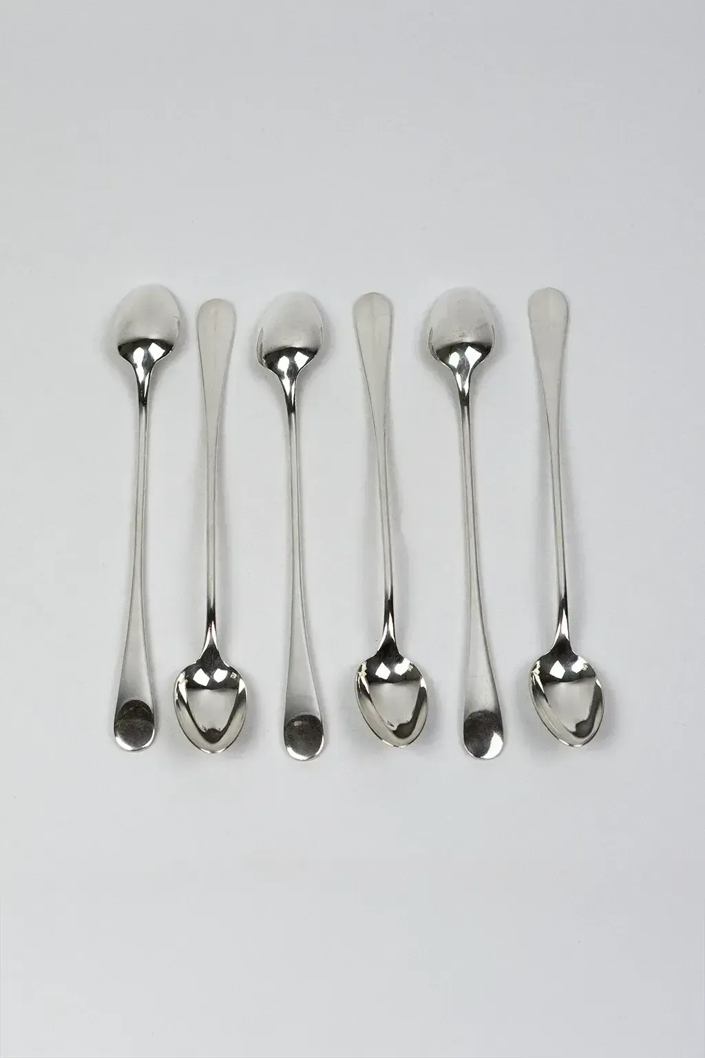 Six Christofle Fidélio Pattern Soda/Ice Spoons — Hallmarked Silver Plated Metal photo for sale