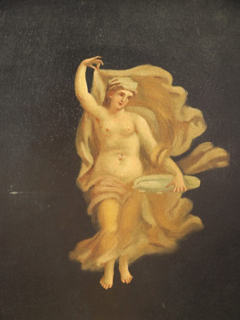 19th Century Neoclassical Oil Painting Of Dancing Nymphs, Gilt Greek Key Frame photo 1449.95