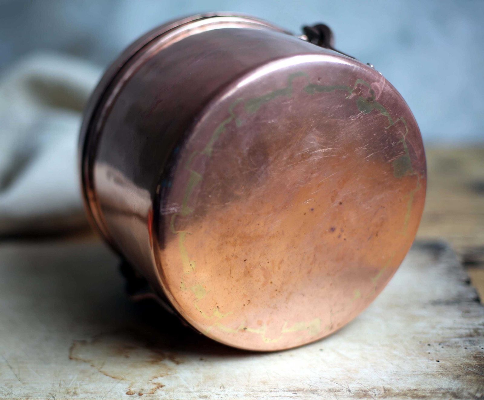 Antique French Stew Pan Copper Stock Pot Professional Quality Dutch Oven Daubiere photo vintage