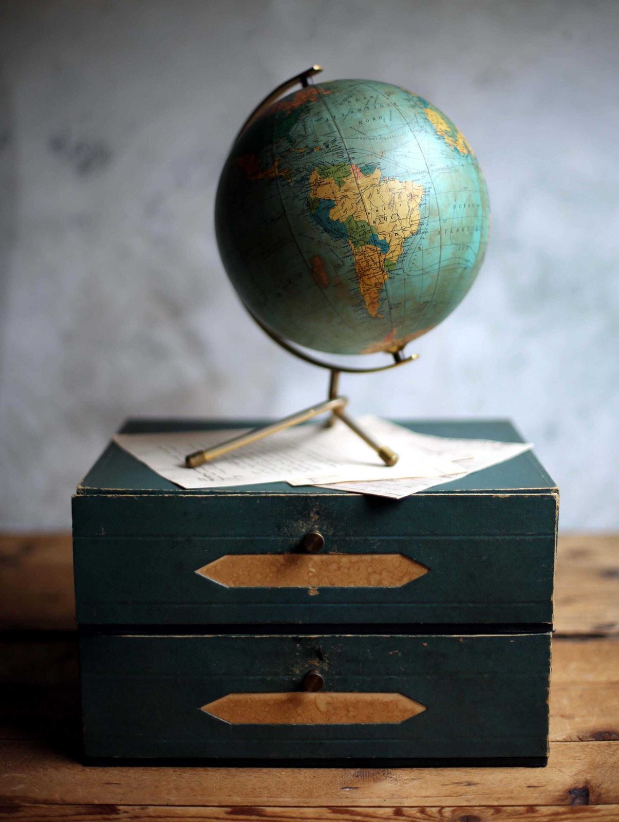 Antique French Notary File Box Lawyer Storage Container Green Double Cardboard Notaire Box photo vintage
