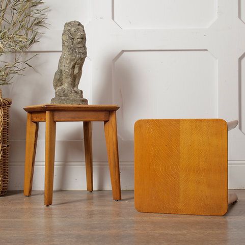 Pair Of Mid Century Honey Oak Homeworthy Stools / Stands photo furniture