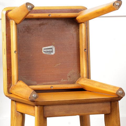 Furniture Pair Of Mid Century Honey Oak Homeworthy Stools / Stands photo