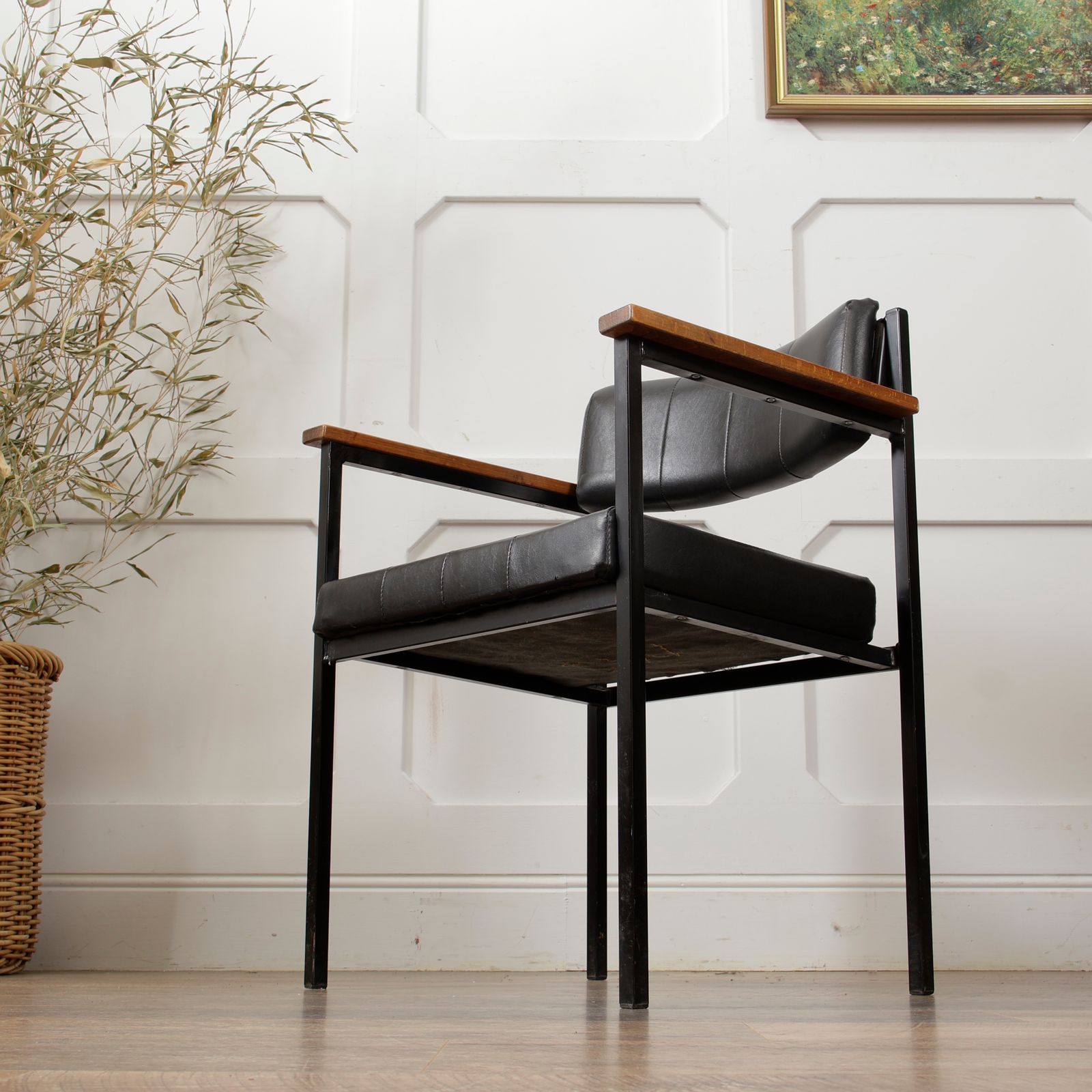 Steel Tubular Industrial Vinyl Mid Century Armchair photo furniture