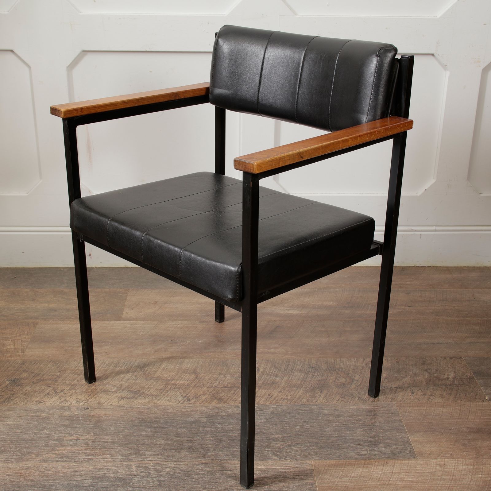 Steel Tubular Industrial Vinyl Mid Century Armchair photo vinterior