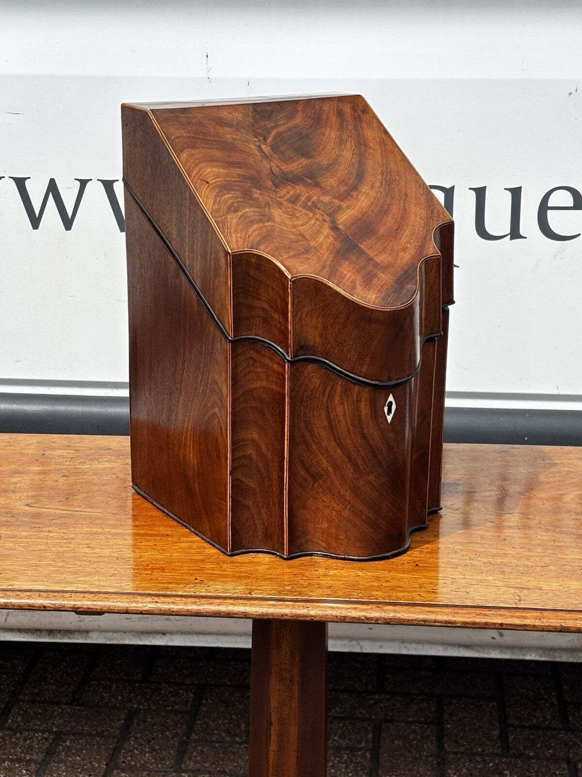 Georgian Inlaid Mahogany Cutlery Box Converted Into A Hand Stationary Box photo for sale
