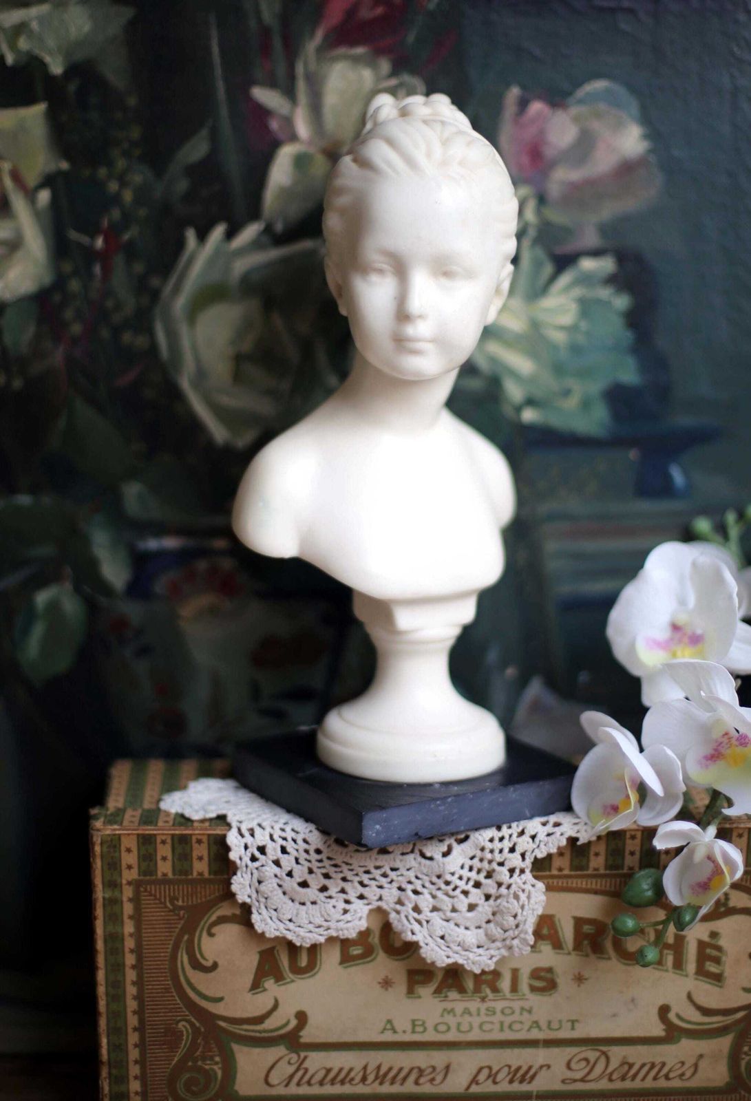 Antique French Wax Bust Of Louise Brongniart Statue Young Girl Figurine Neoclassical Style Embil D Apres Houdon
