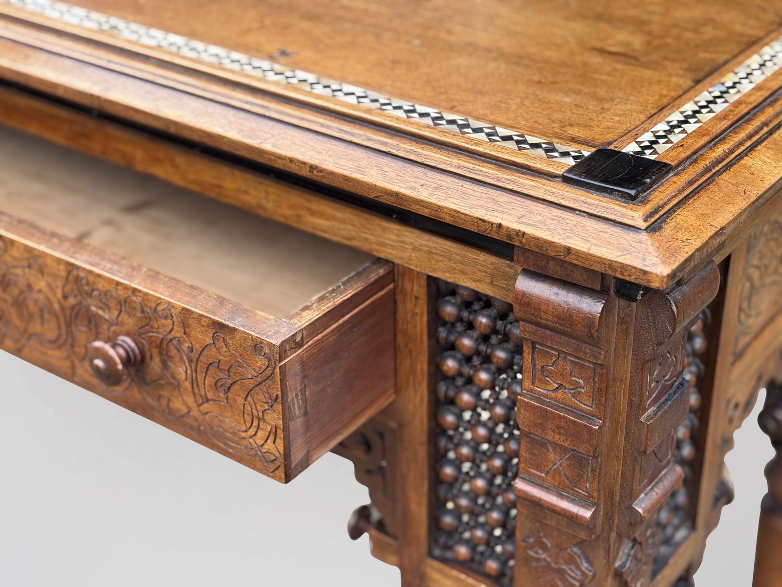 19th Century Aesthetic Movement Moorish Walnut & Inlay Table photo Furniture