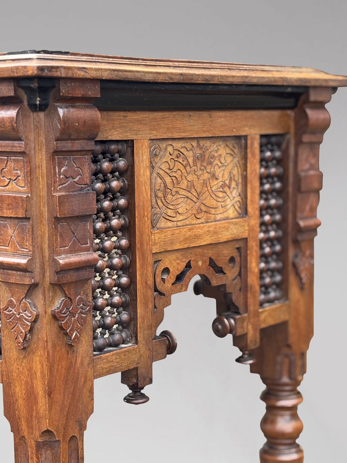 Furniture 19th Century Aesthetic Movement Moorish Walnut & Inlay Table photo