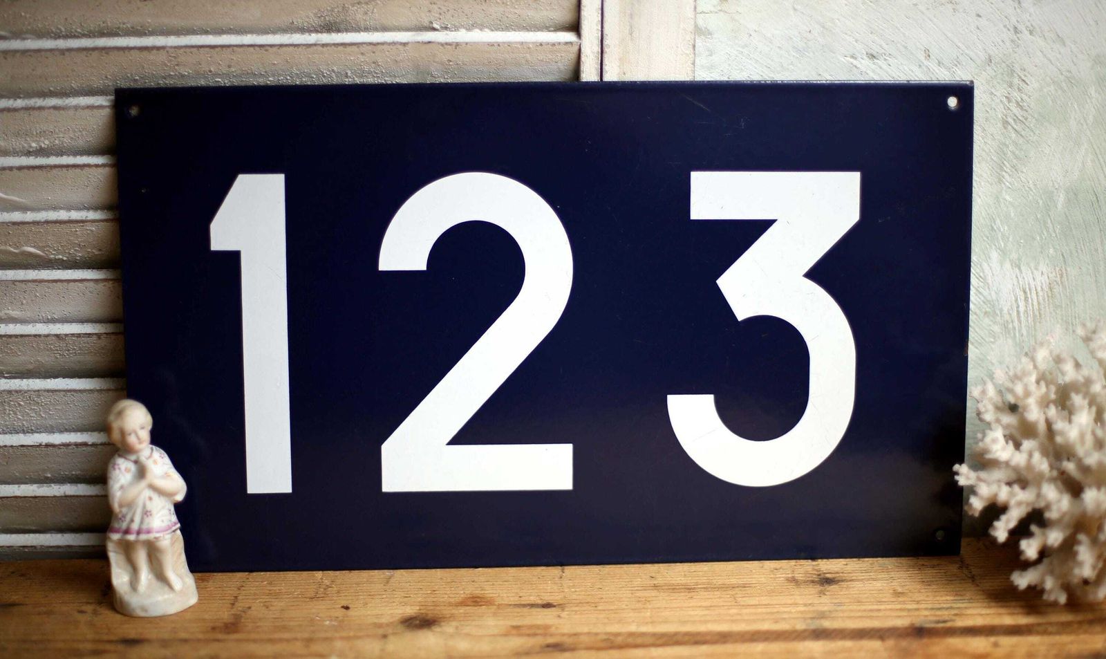 Sncf Enamel Number 123 Large French House Number Blue Metal Wall Plaque Sign photo furniture