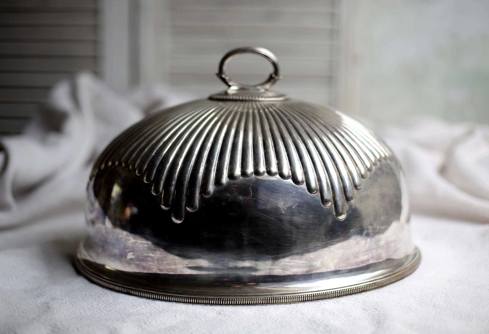 Large Antique Silver Food Dome Oval Cloche Bell Food Cover Mappin & Webb photo Home Decor
