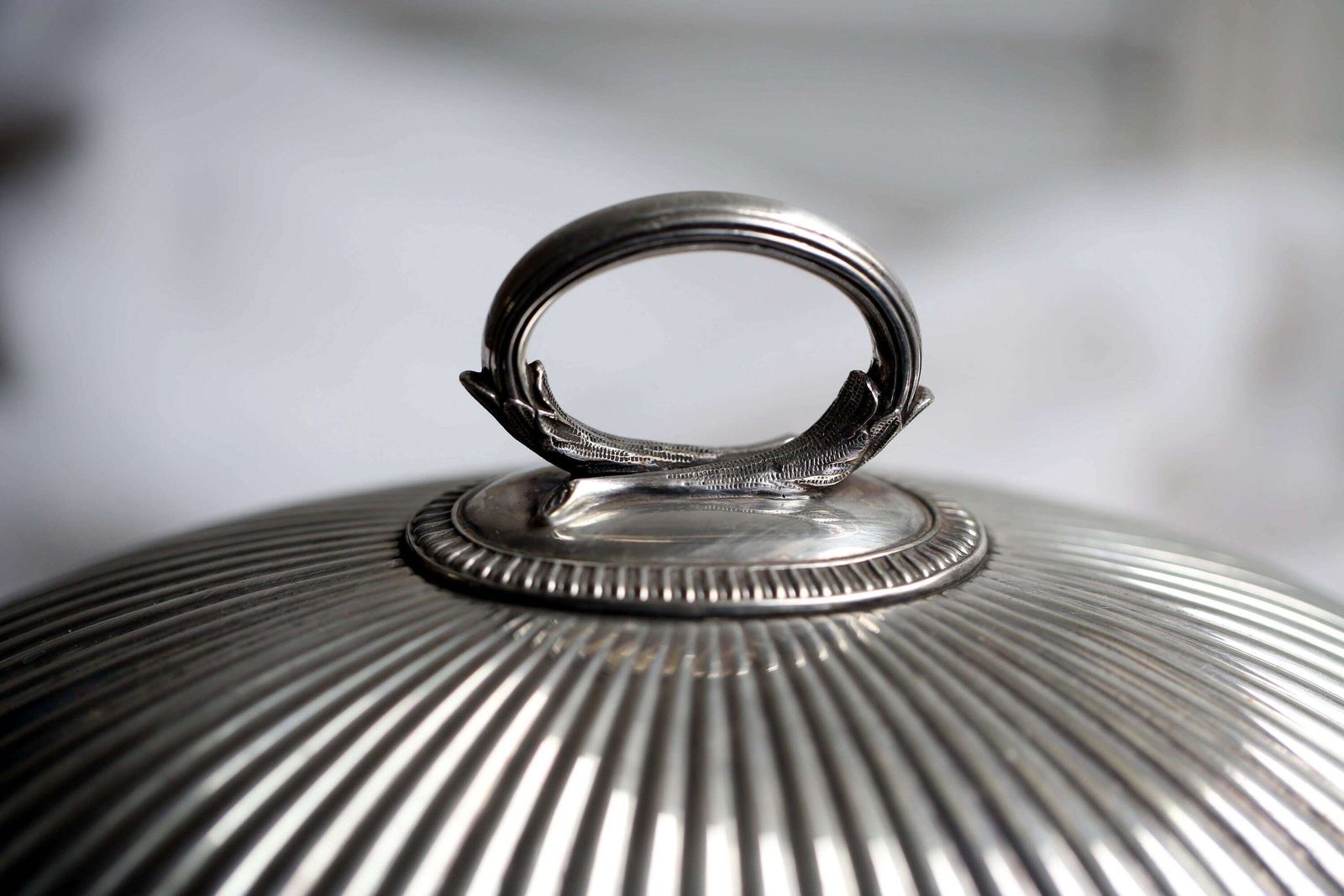Large Antique Silver Food Dome Oval Cloche Bell Food Cover Mappin & Webb photo vintage