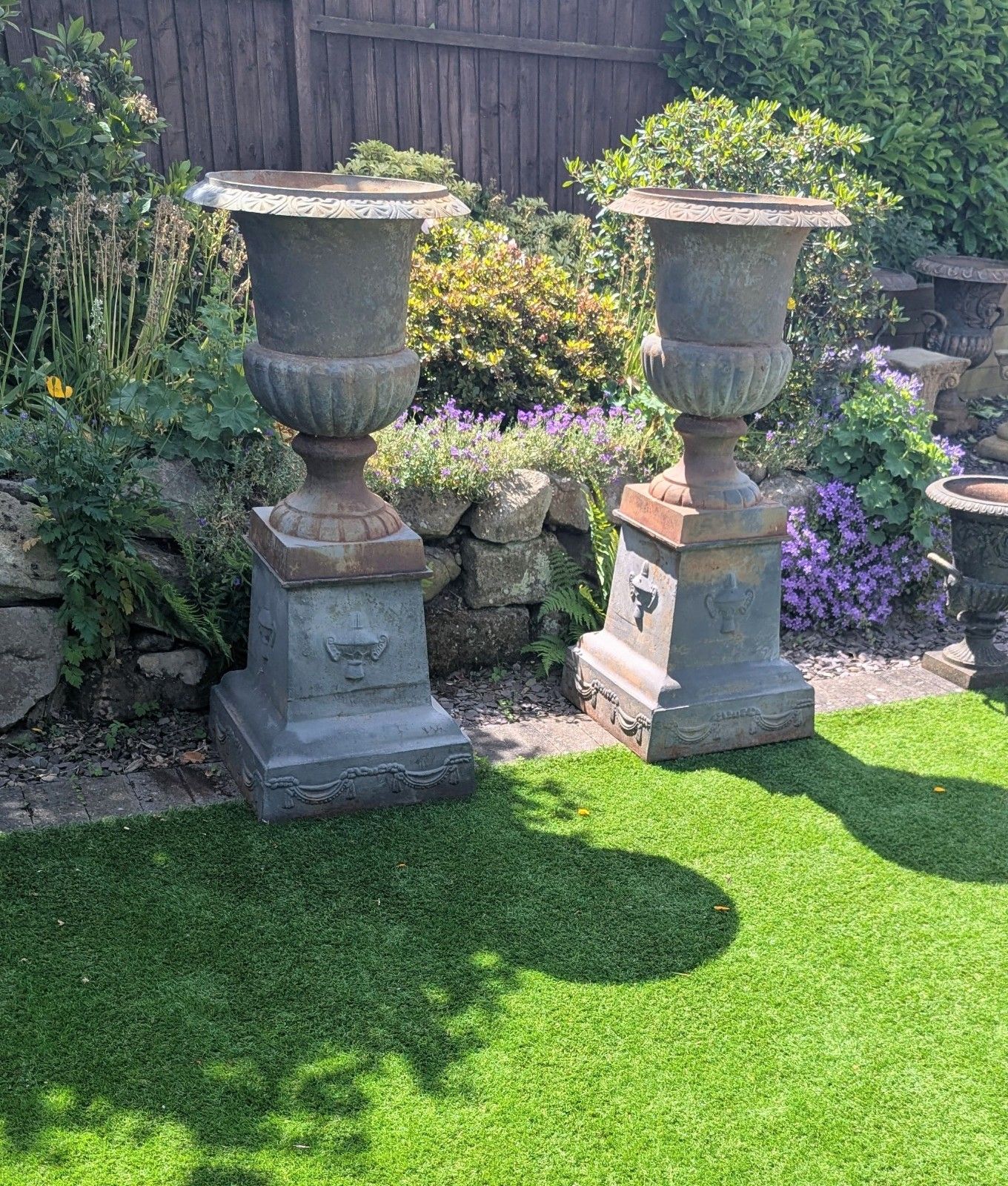 Huge 19th Century Style Cast Iron Campana Urns & Bases Delivery  Available 0338. photo furniture