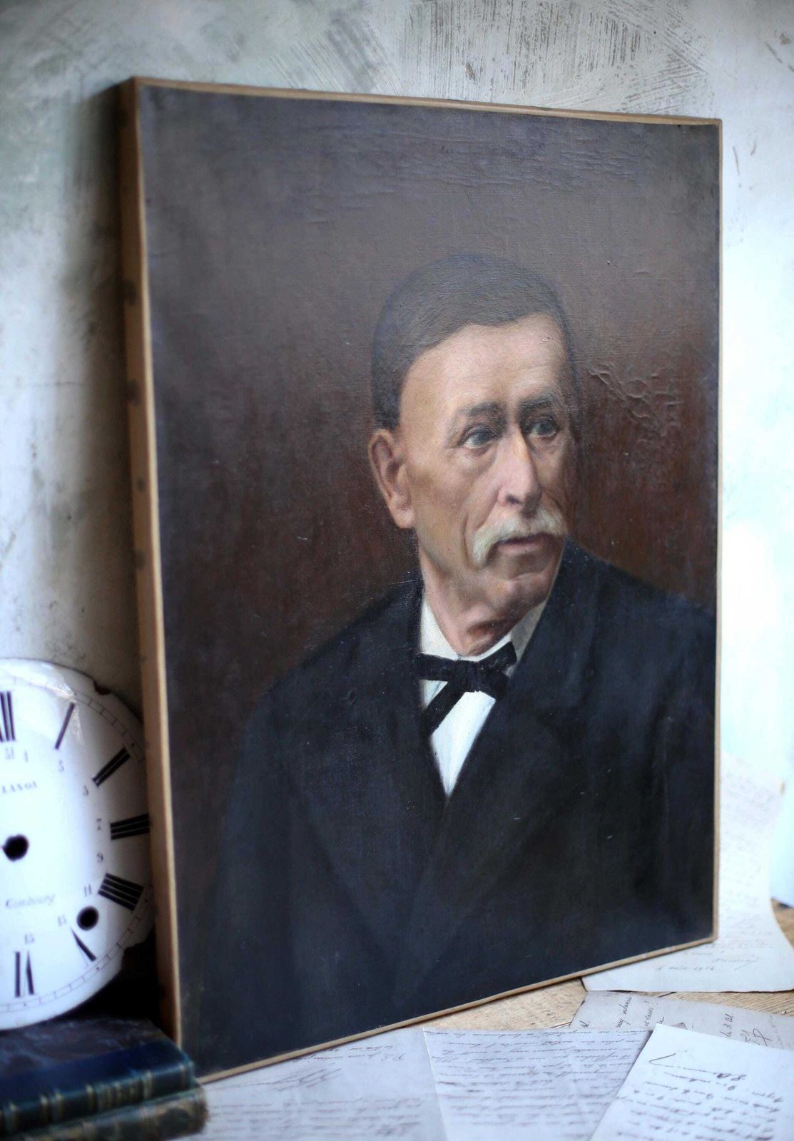 Original Antique Male Portrait Painting French Man Oil On Canvas photo Art