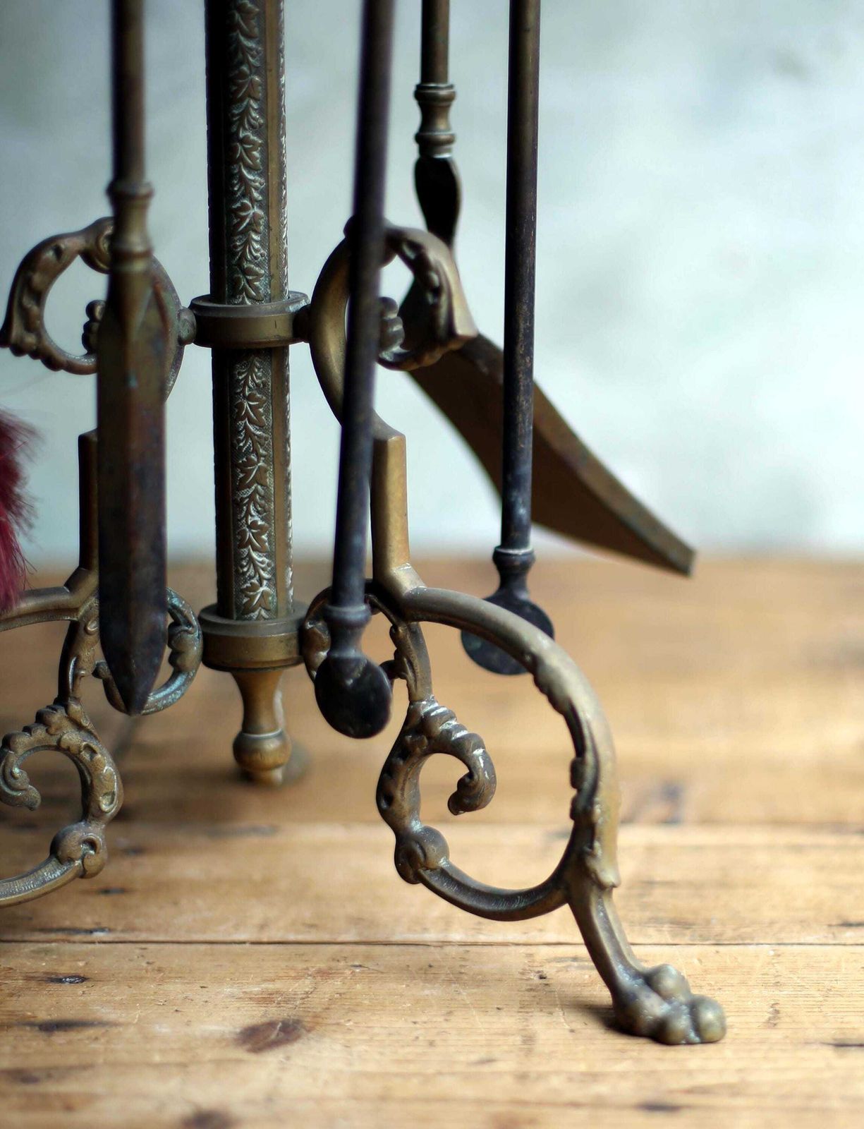 Antique French Bronze Companion Set Rococo Claw Feet Fireside Hearth Tools Fire Irons photo 322.0
