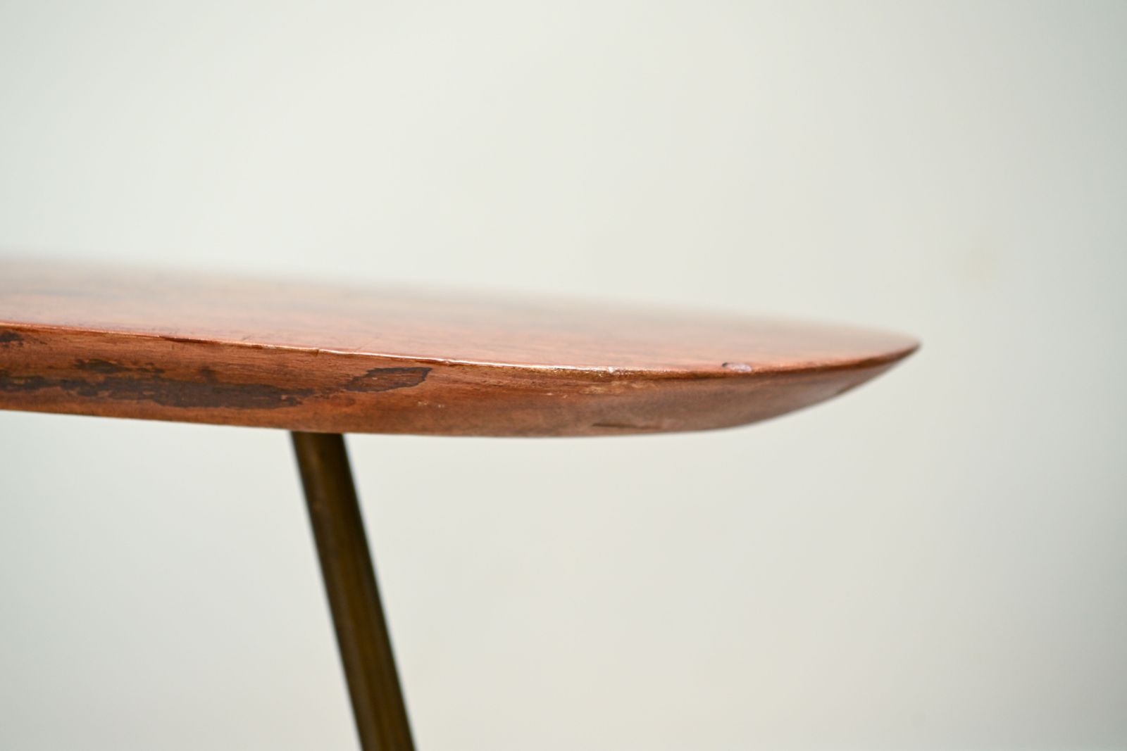 Mid Century Freeform Live Edge Tripod Coffee Table In The Manner Of Carl Auböck, C.1950s/60s photo for sale
