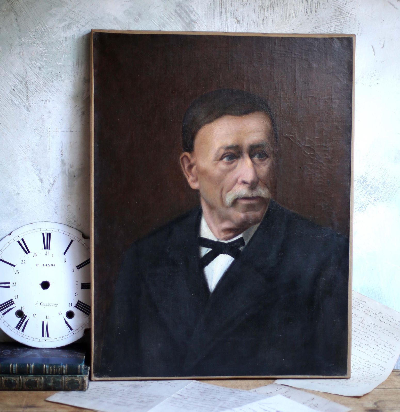 photo furniture Original Antique Male Portrait Painting French Man Oil On Canvas