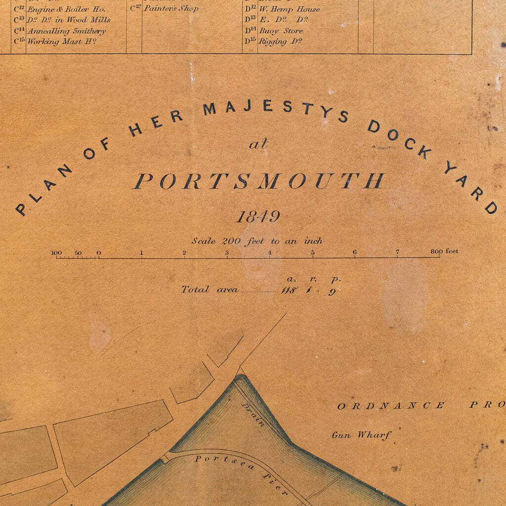 Antique Town Plan, Portsmouth Dockyard, English, Framed Cartography, Victorian. photo 506.0