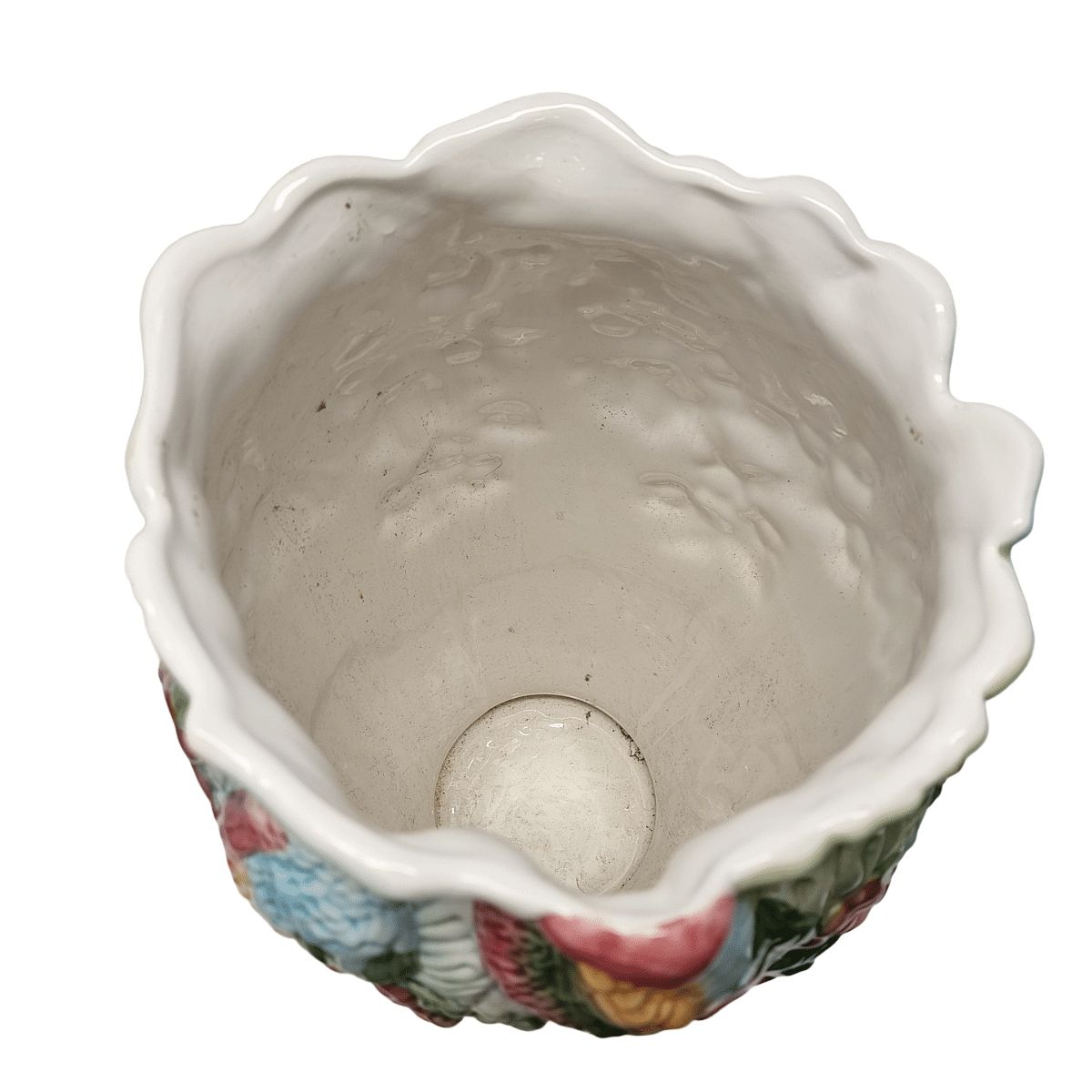 Vase en majolique portugaise aux perroquets, années 1960-1970 photo Décoration