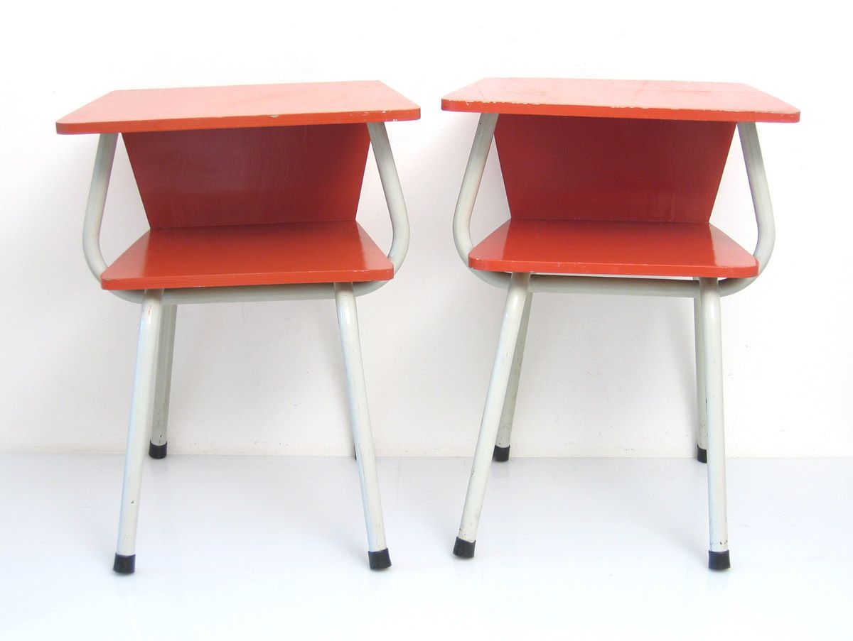 2 Fifties Red Retro Bedside Cabinets photo for sale