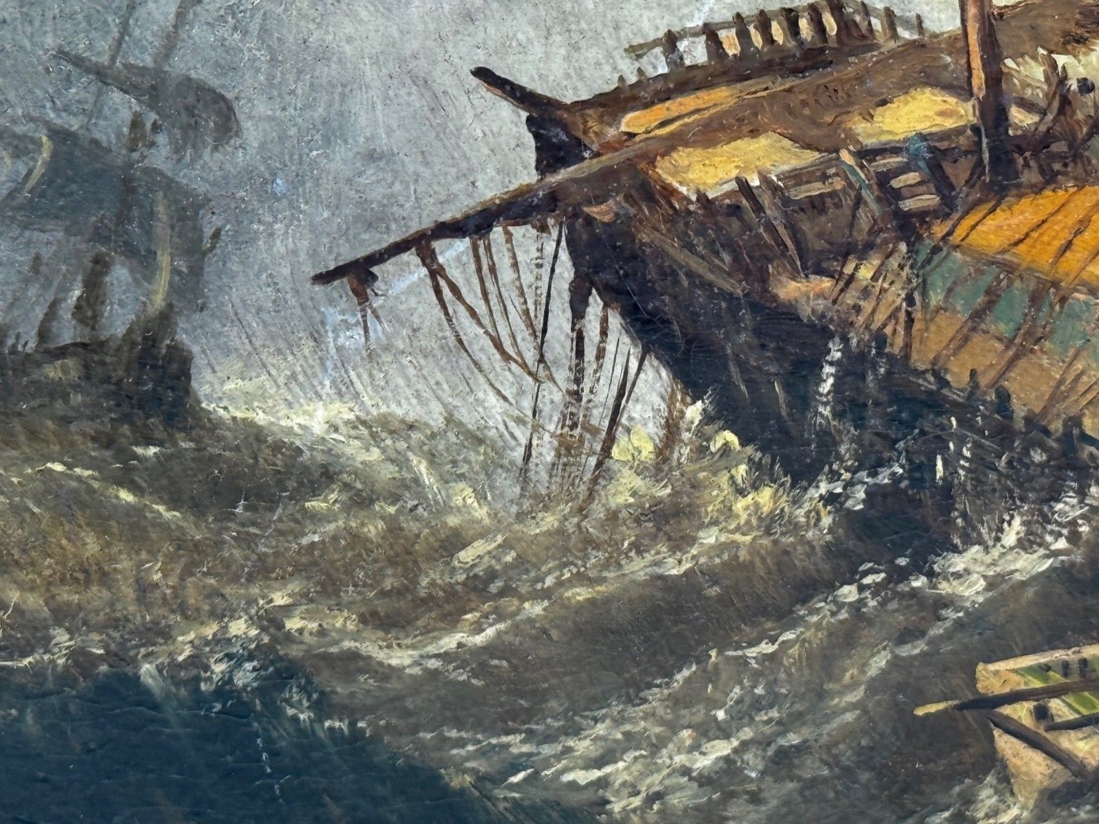photo vinterior Marine Painting Wreck Off Dunstanburgh Castle Signed By Claude Thomas Stanfield Moore