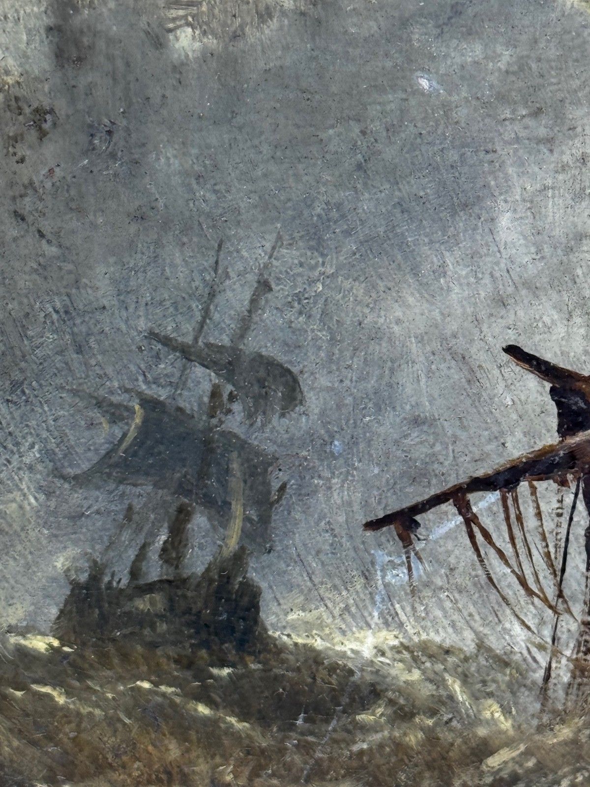 photo buy Marine Painting Wreck Off Dunstanburgh Castle Signed By Claude Thomas Stanfield Moore