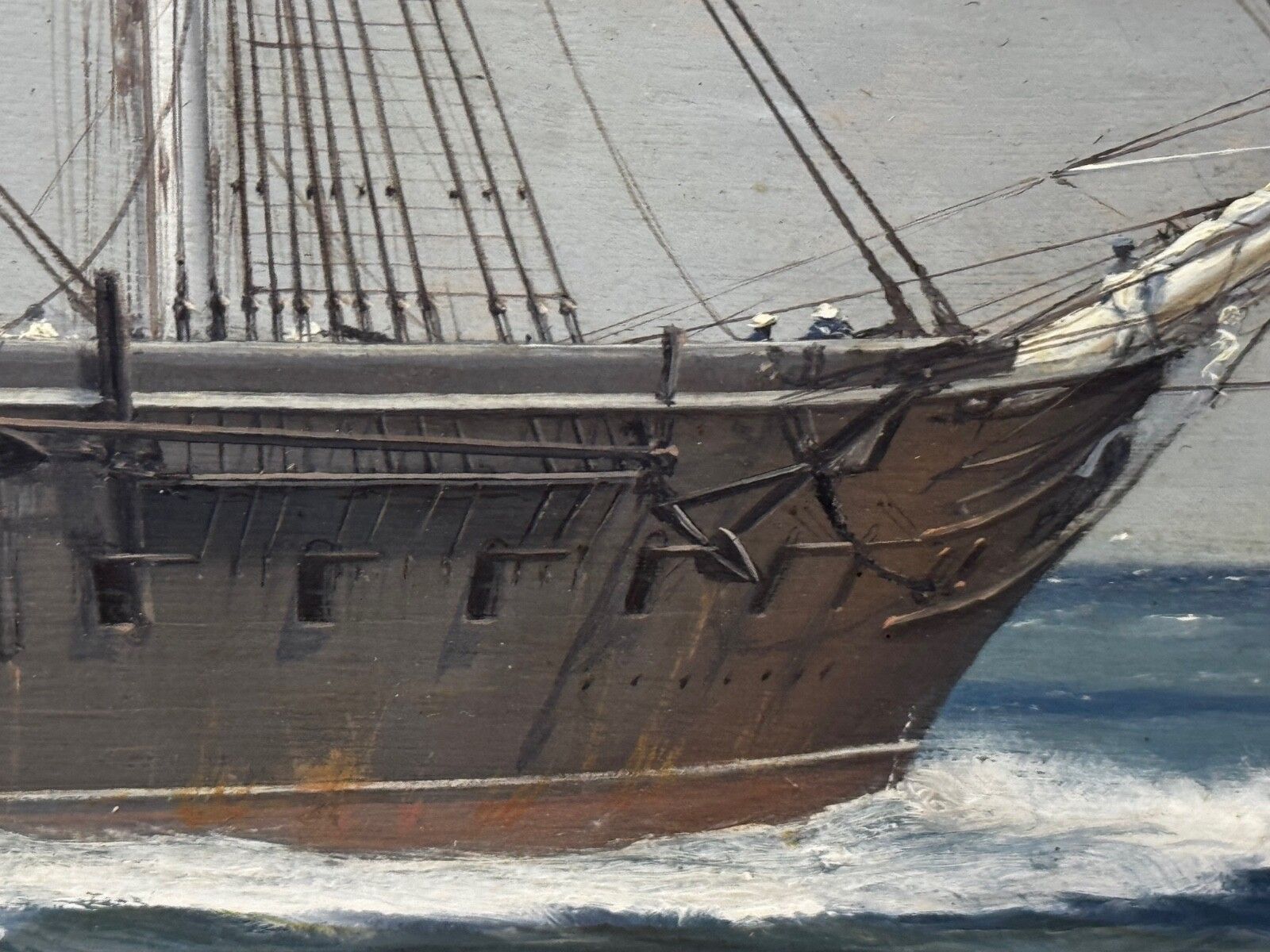 photo buy Groot Marien Olieschilderij HMS Warrior First Ironclad Ship, Gesigneerd door John Steven Dews