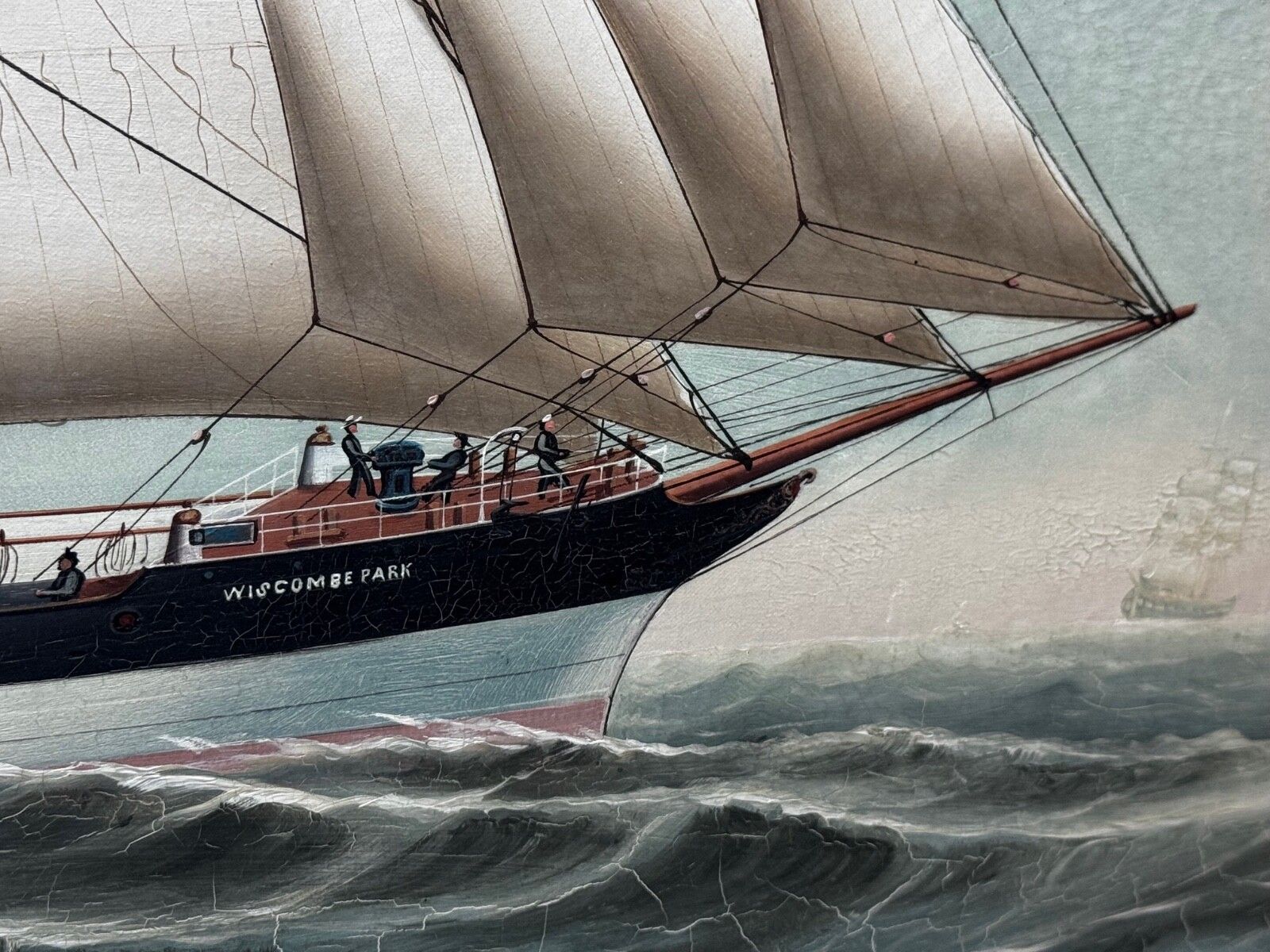 19th Century Marine Oil Painting Wiscombe Park Ship Enroute To Australia John Blumer & Co photo for sale