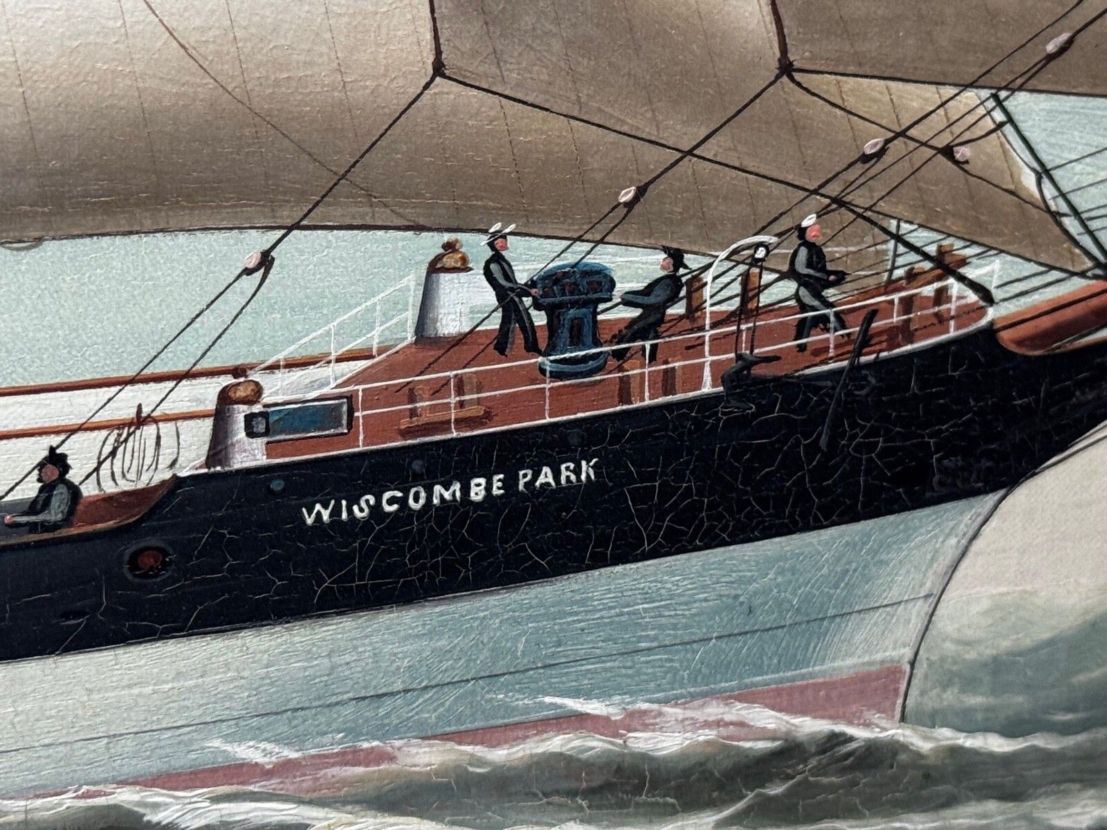 Maritiem olieschilderij 19e eeuw, Wiscombe Park, schip op weg naar Australië, John Blumer & Co photo Kunst