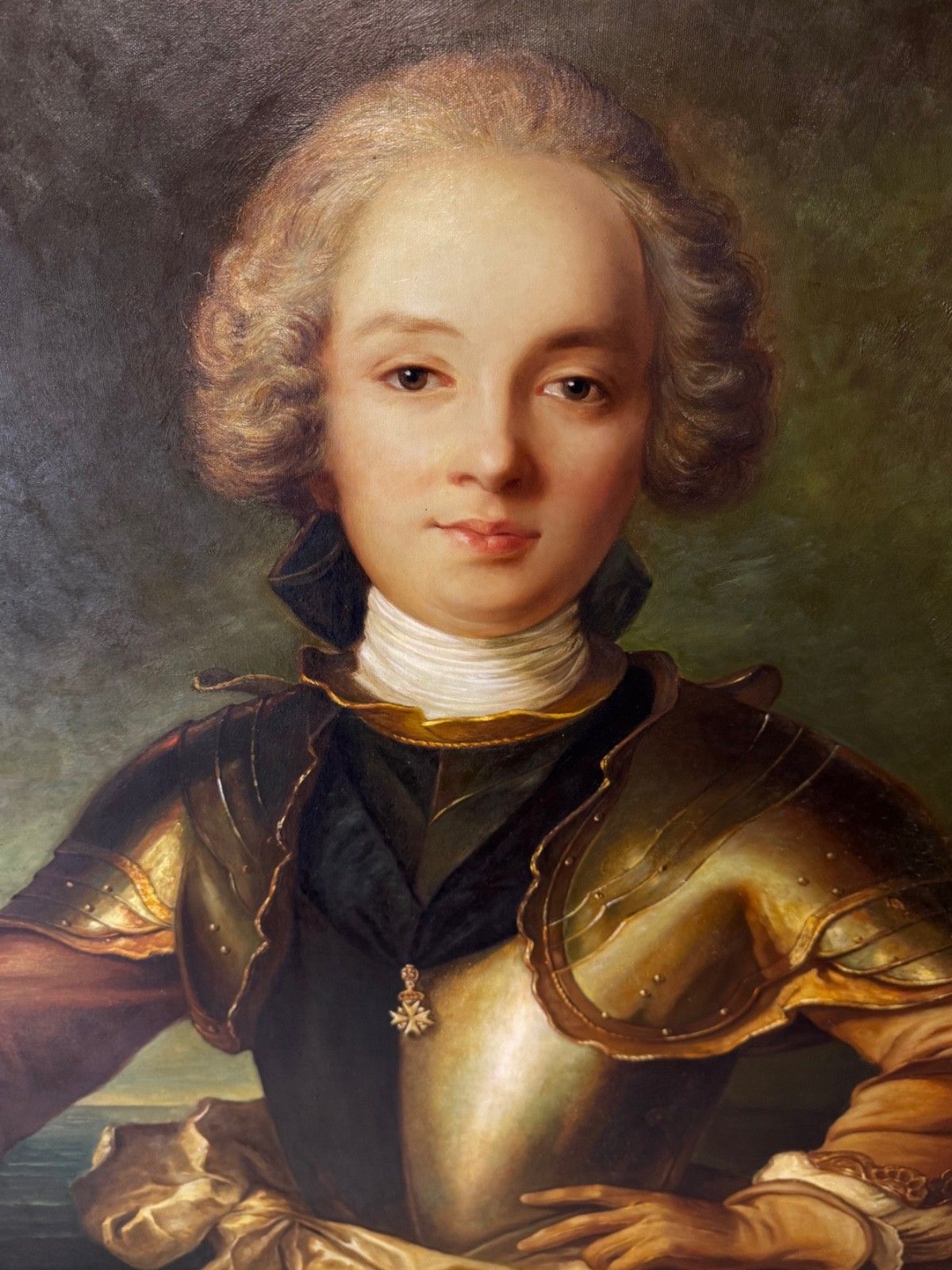 Large Oil Portrait Jean Philippe Le Chevalier D'orléans Wearing Order Of Malta Armour After Jean François De Troy photo furniture