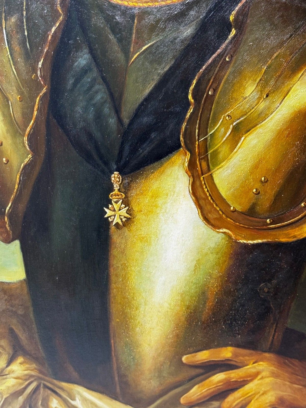 Large Oil Portrait Jean Philippe Le Chevalier D'orléans Wearing Order Of Malta Armour After Jean François De Troy photo vintage