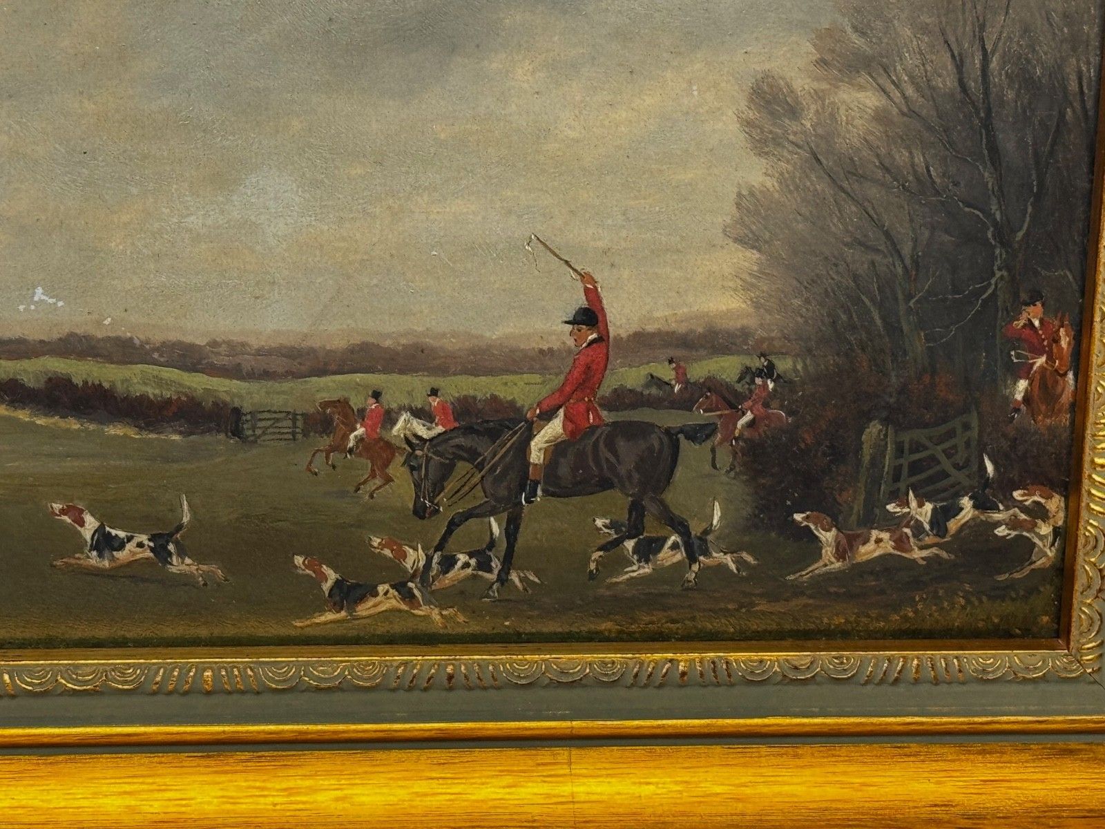 photo vinterior Victorian Oil Painting View Halloo (The Berkeley Hunt) C1880 By Charles Faulkner