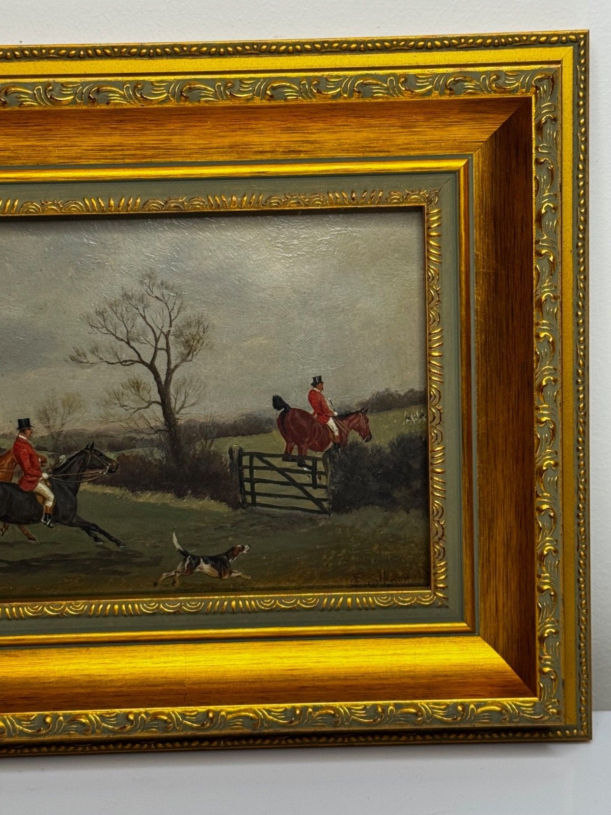 photo furniture Victorian Oil Painting C1880 Full Cry (The Berkeley Hunt) By Charles Faulkner