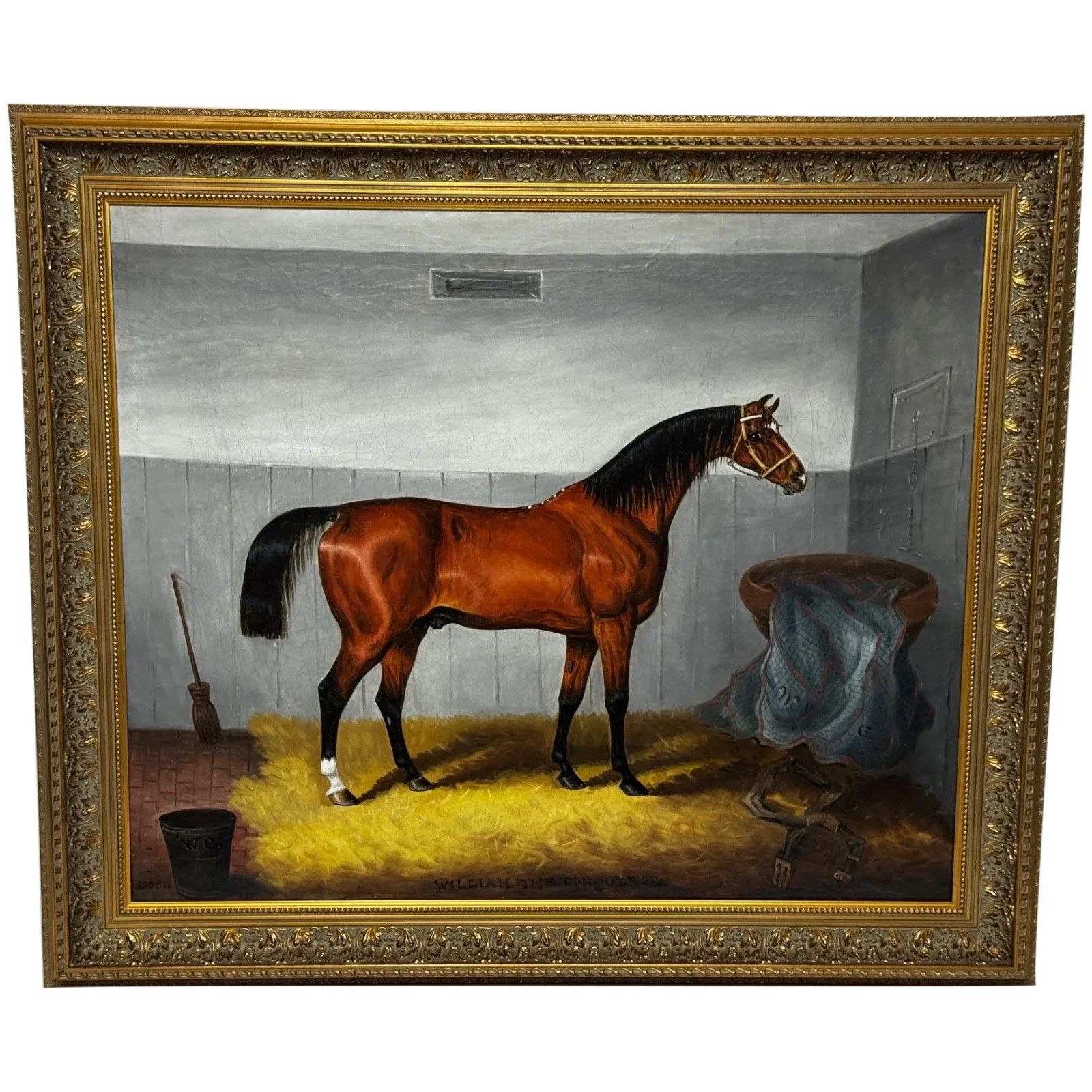 19th Century Equine Oil Painting Horse Portrait William The Conqueror By Samuel Spode C1840