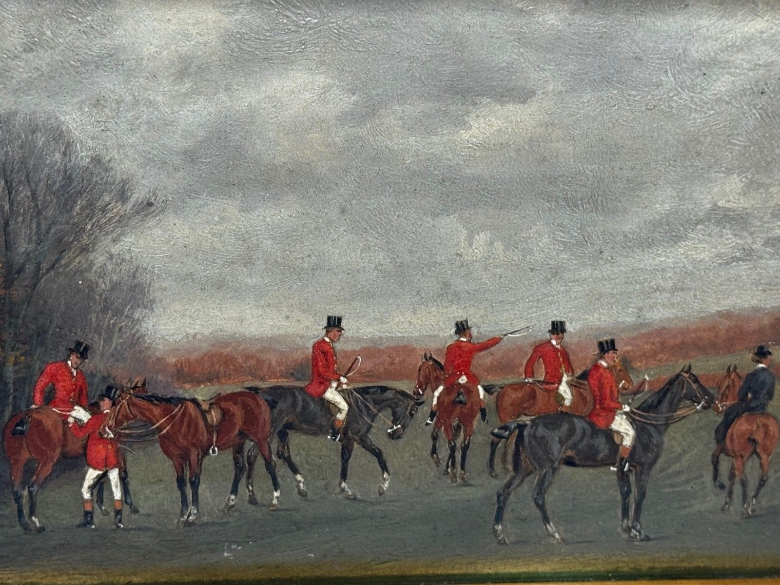 Victoriaans schilderij "The Meet" (The Berkeley Hunt) ca. 1880, Charles Faulkner photo furniture