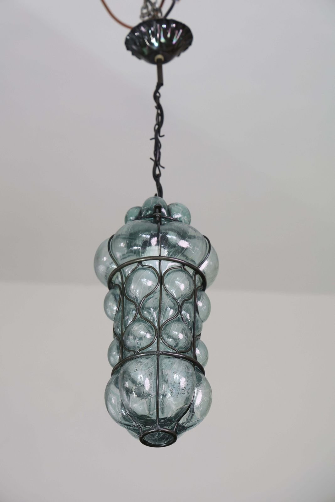 Rare Blu Acuqamarin Vintage Venetian Lantern, Murano Glass, 1970s photo for sale