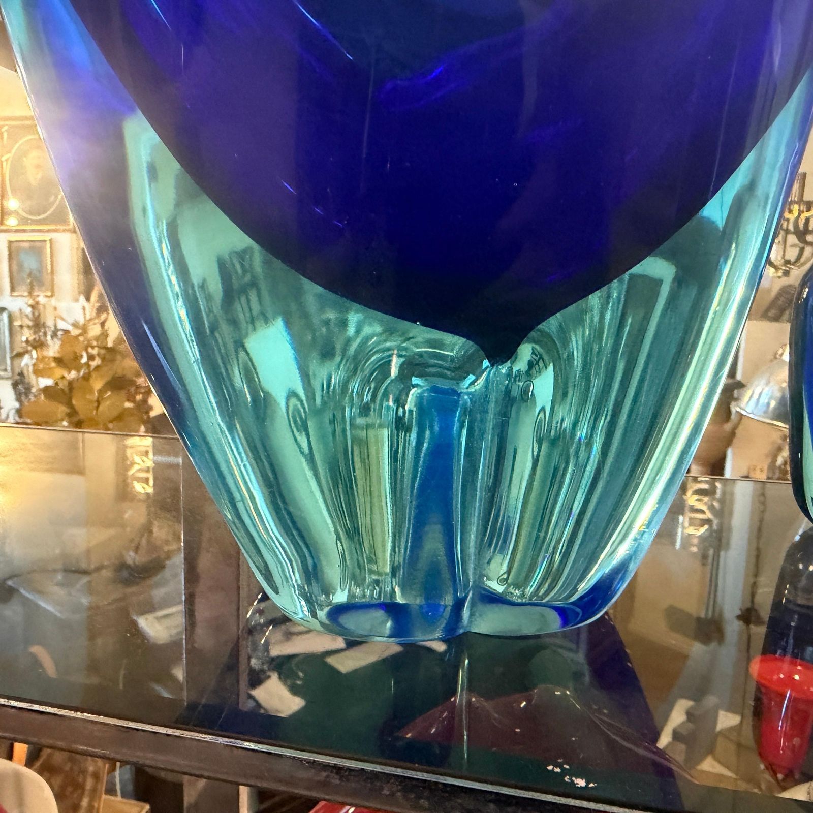 1960s Blue And Turquoise Heavy Murano Glass Huge Centerpiece By Flavio Poli photo 1409.0
