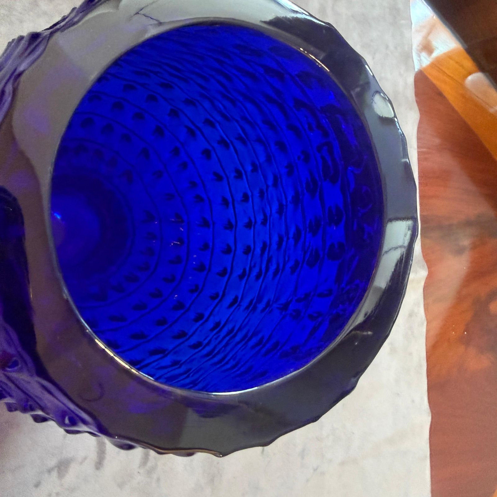 Roberto Cavalli Cobalt Blue Glass Vase, Textured Design, Circa 2000 photo buy