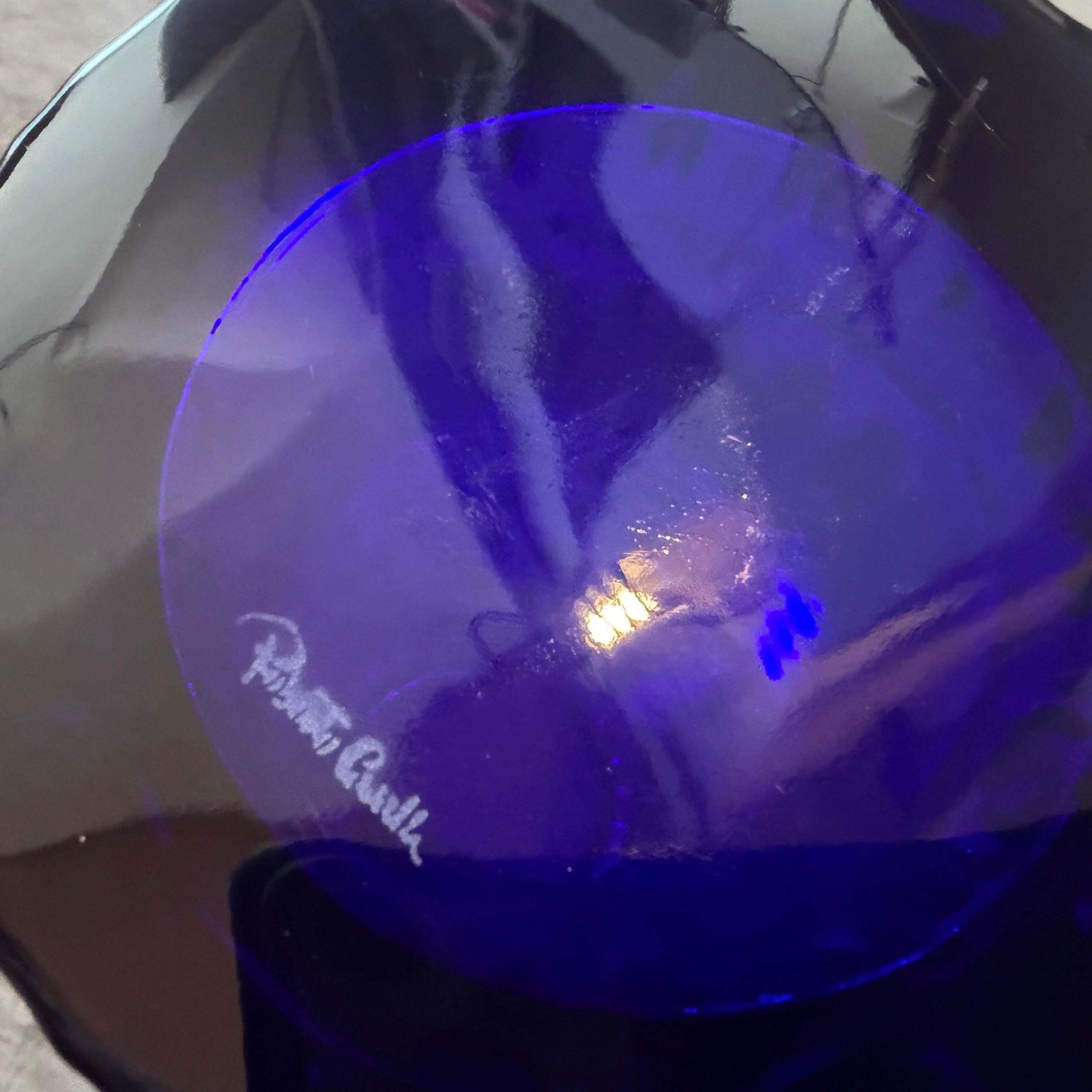 photo vinterior Roberto Cavalli Cobalt Blue Glass Vase, Textured Design, Circa 2000