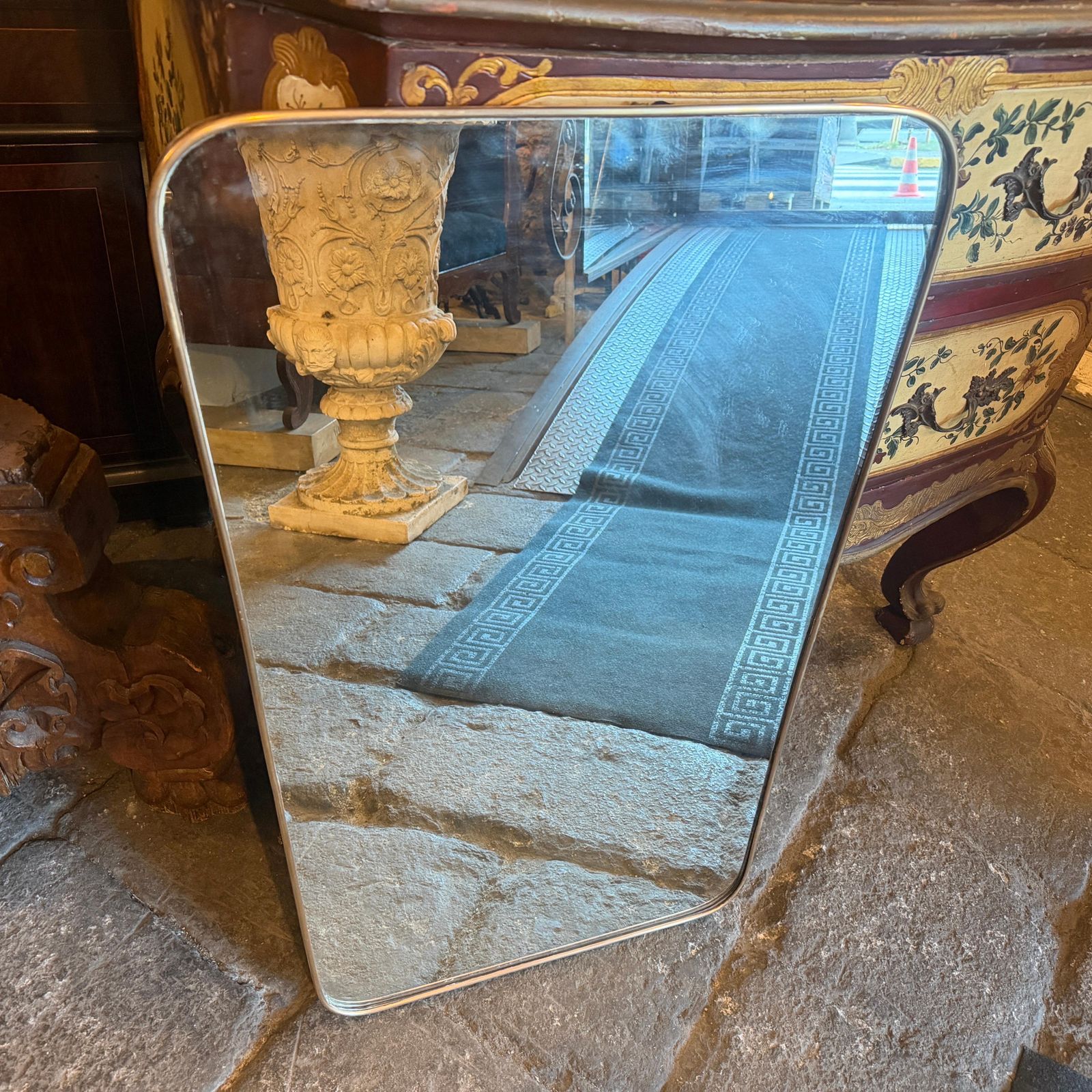 photo for sale 15th May 1957 Gio Ponti Style Mid Century Modern Brass Italian Wall Mirror