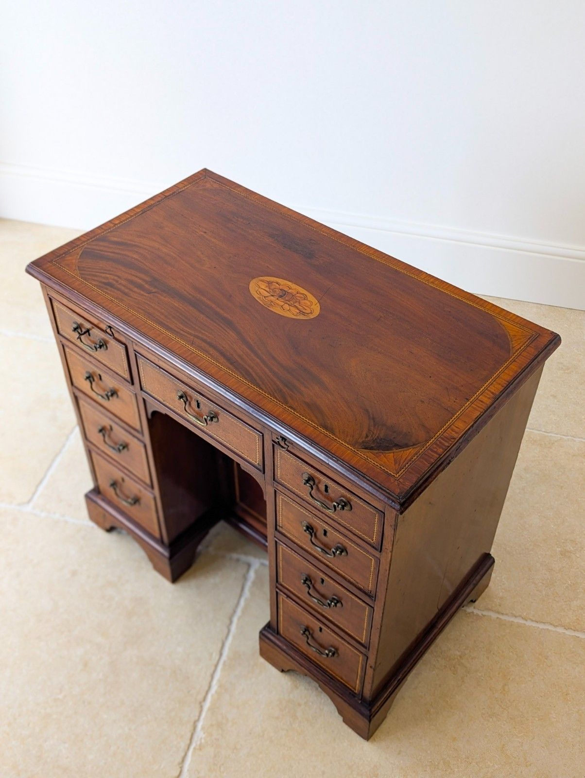 Antique Georgian Sheraton Mahogany Kneehole Desk C.1790 photo furniture
