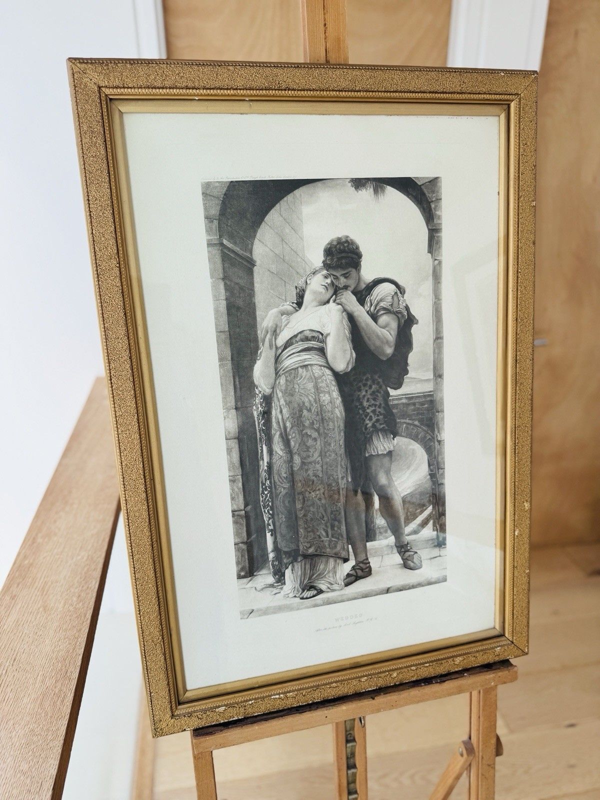 Antique Framed Photogravure "Wedded", After Painting By Lord Leighton 1920 photo vinterior