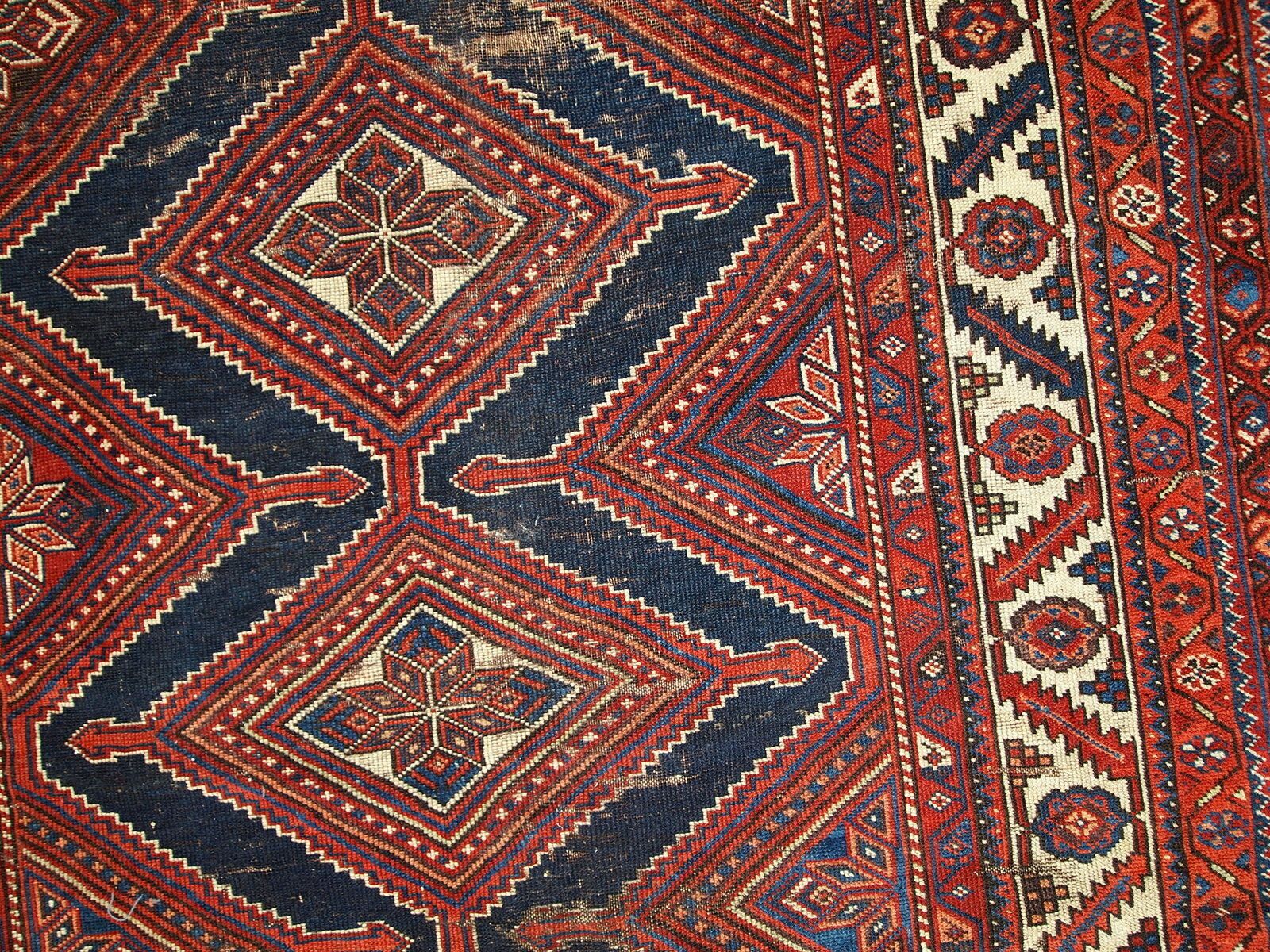 Handmade Antique Distressed Tribal Wool Rug — 4'9" × 11'2" — 1900s photo Textiles