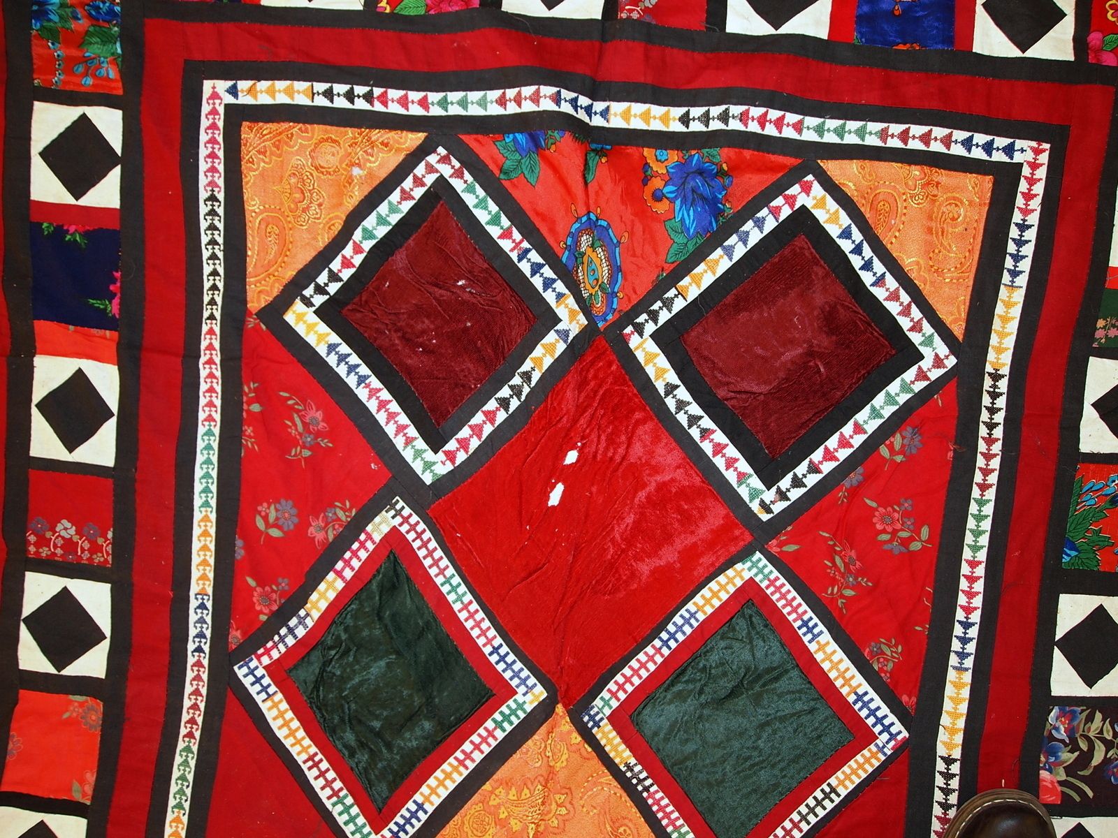 Handmade Vintage Uzbek Suzani Patchwork Textile — 4'3" × 7'5" — 1960s photo Textiles