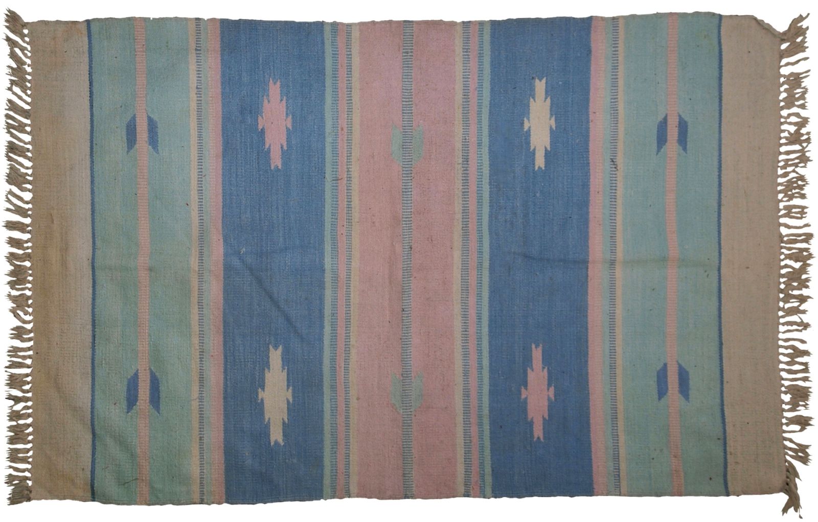 Handmade Vintage Indian Dhurrie Flatweave Kilim — 4' × 6' — 1960s photo furniture
