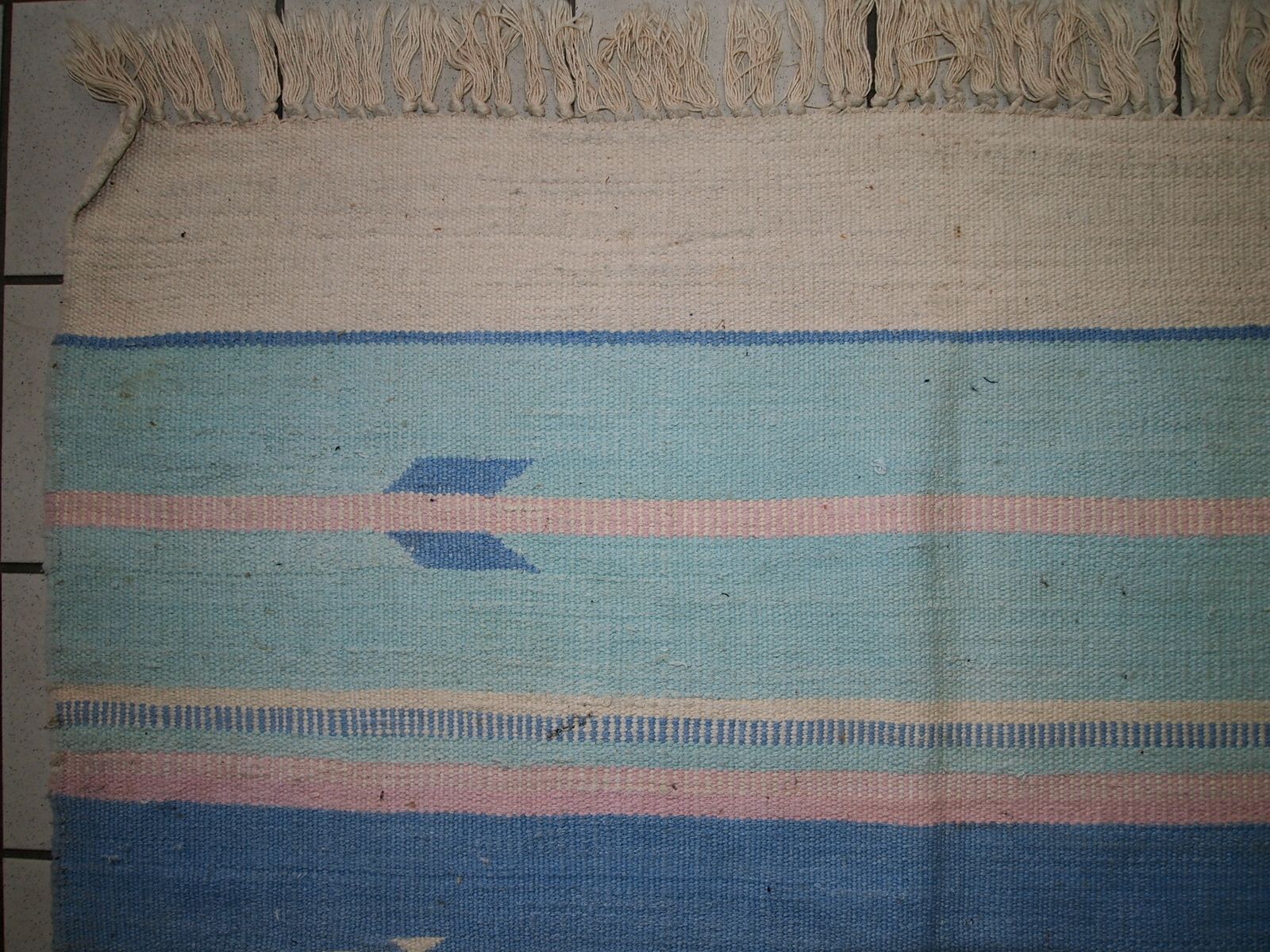Handmade Vintage Indian Dhurrie Flatweave Kilim — 4' × 6' — 1960s photo for sale