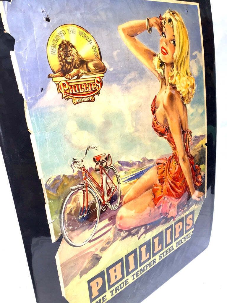 photo furniture Antique Advertising   20th Century Phillips Cycles Promotional Poster Sign C1950.