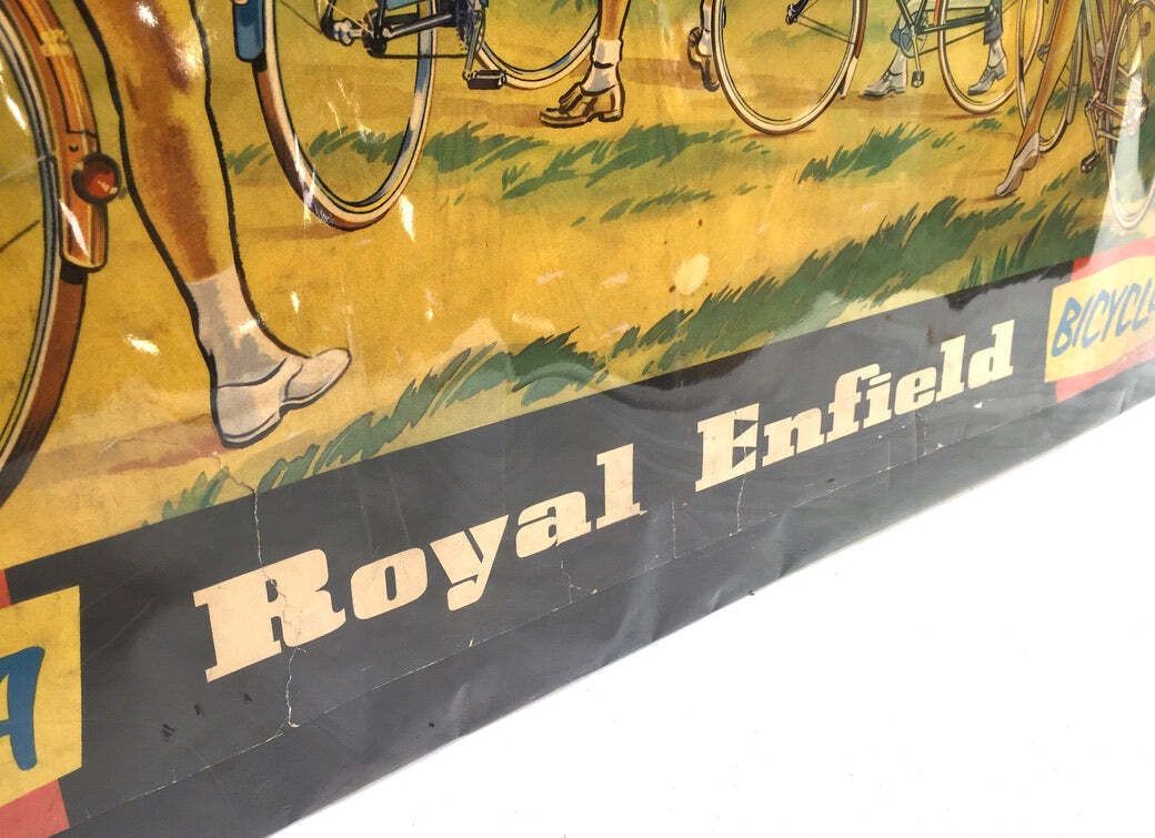 Antique Advertising   Early 20th Century Royal Enfield Bicycle Poster Sign C1930. photo vinterior