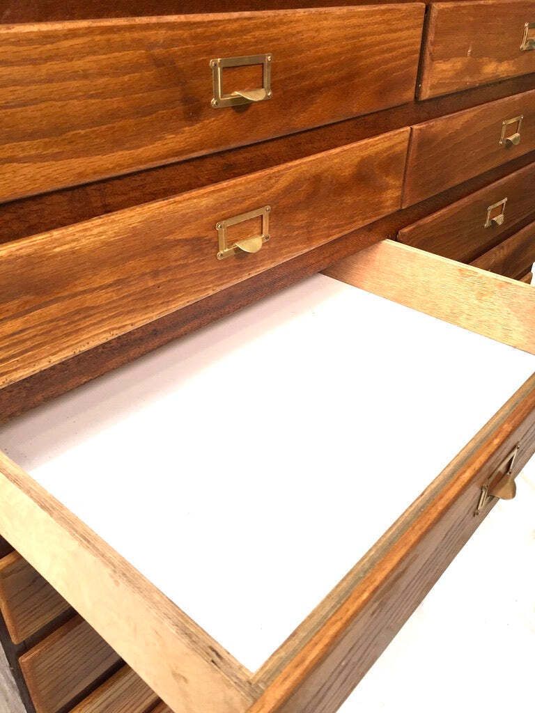 Antique Large Wooden Oak Office Double Filing Drawer Storage Cabinet Sideboard. photo buy