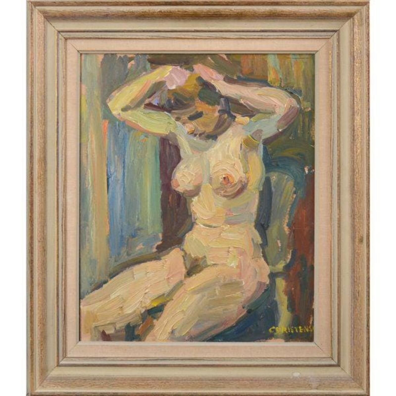 “Nude” By Gunnar Christenson (1895–1979). Painting. photo furniture